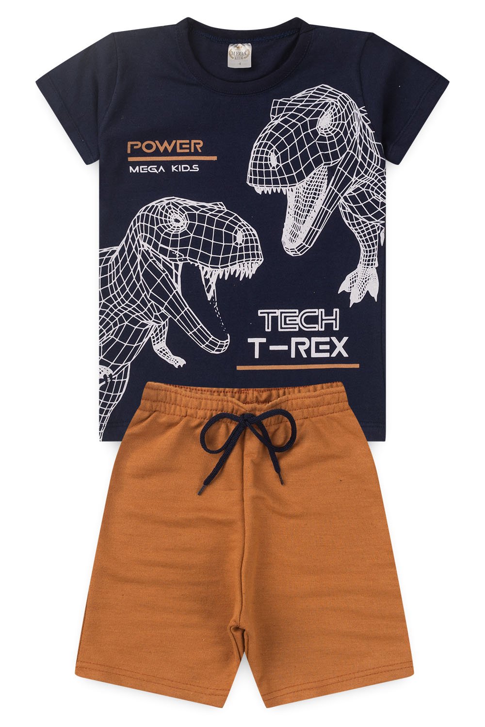 Conjunto Infantil Verão Masculino Power T-rex - Marinho