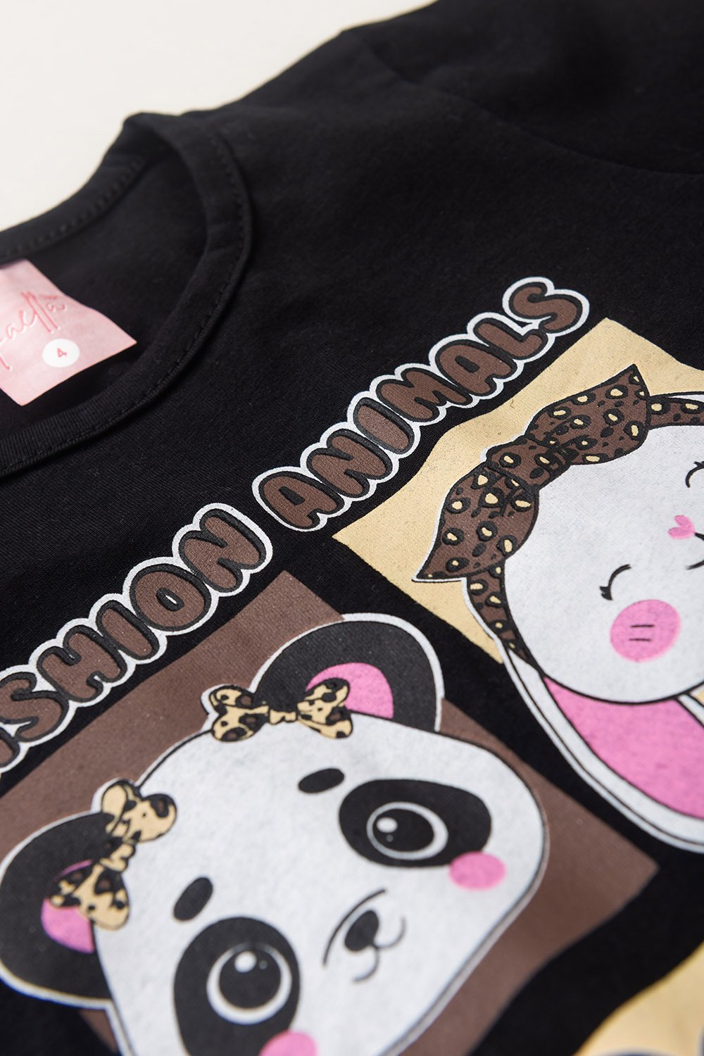 Conjunto Infantil Meia Estação Feminino Animais- Preto