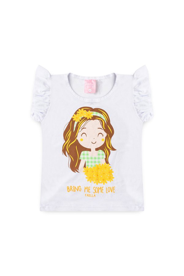 Conjunto Infantil Verão Feminino Menina com Flores - Branca