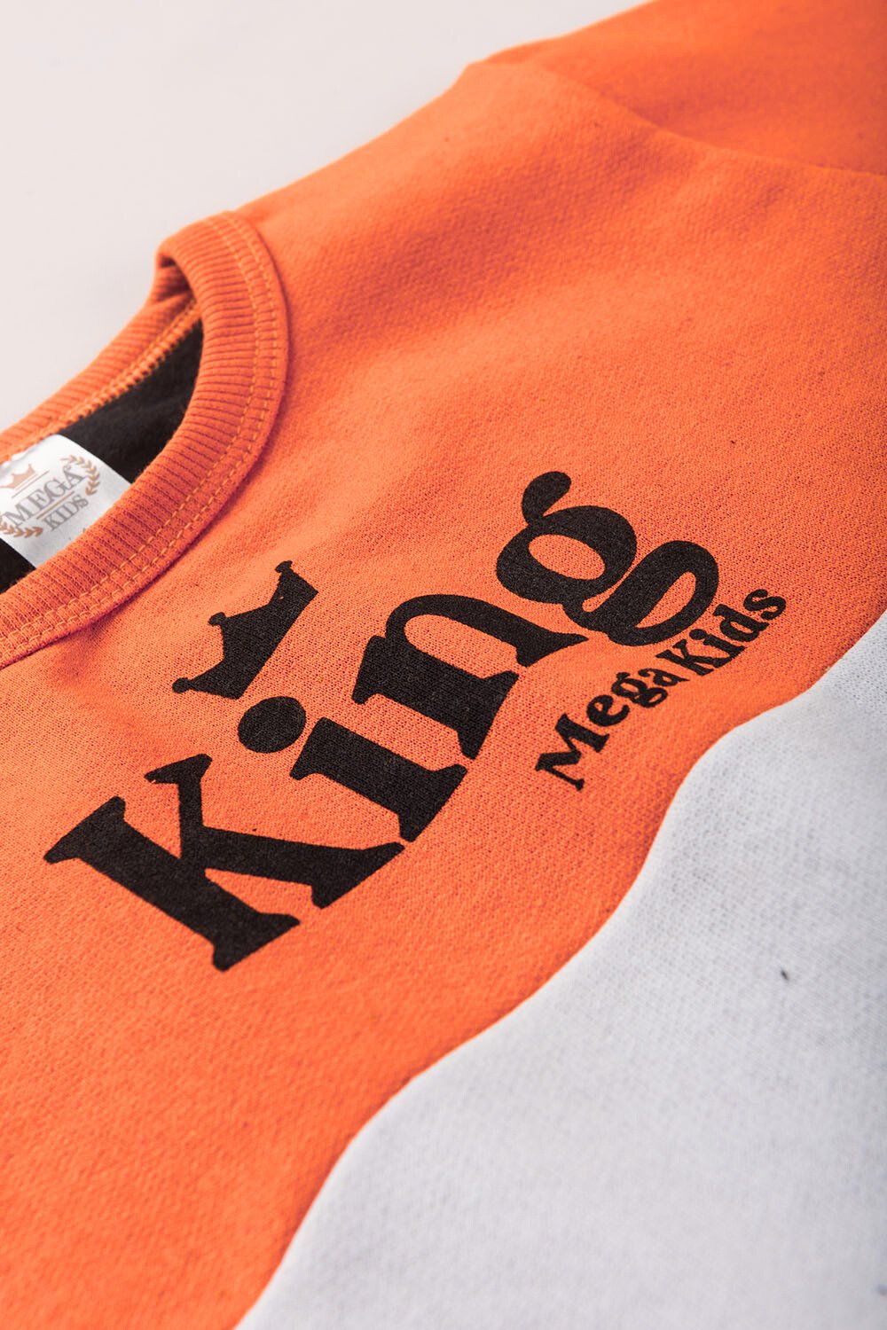 Conjunto Moletom Peluciado Infantil Masculino King - Laranja