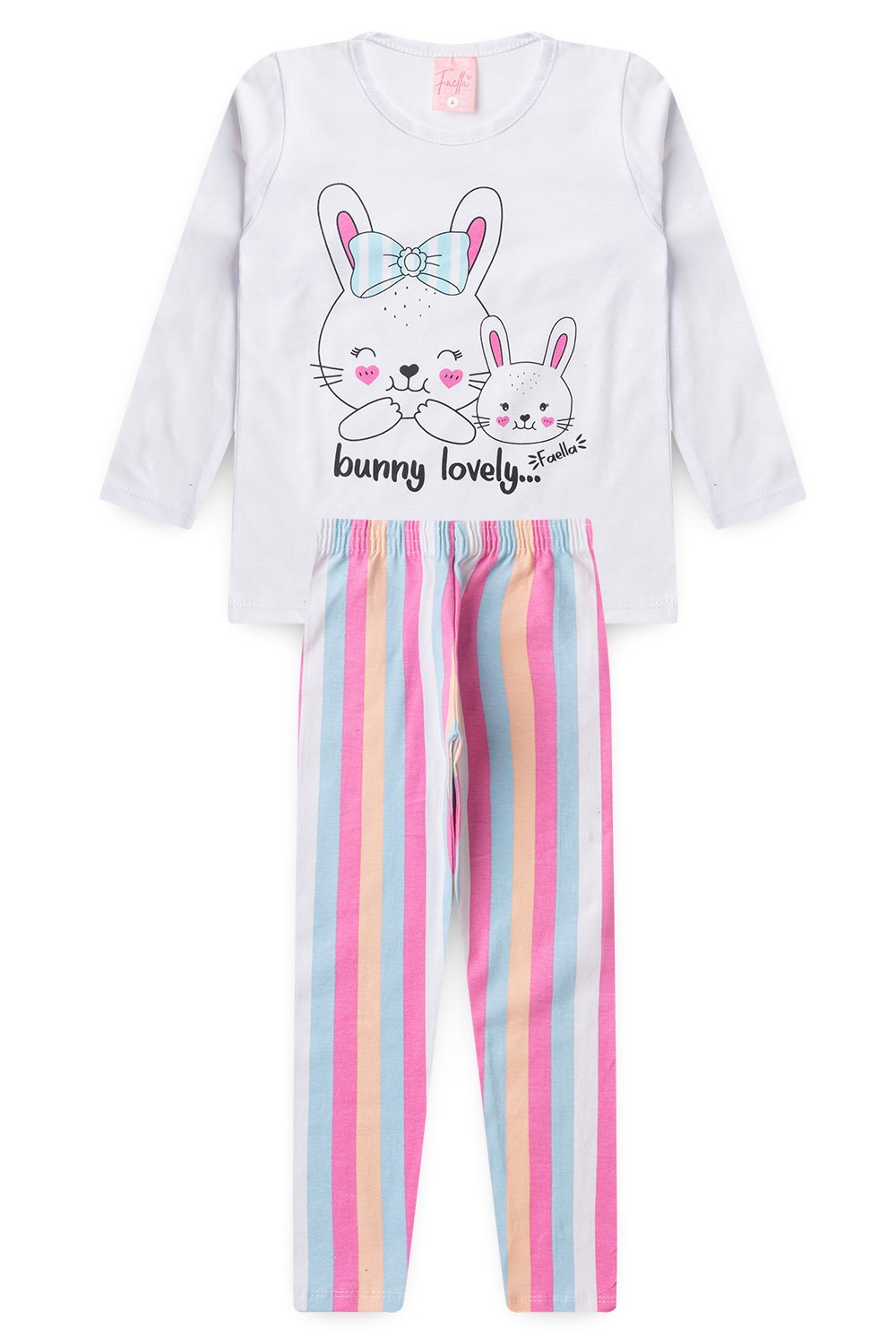 Conjunto Infantil Meia Estação Feminino Bunny Faella - Branco