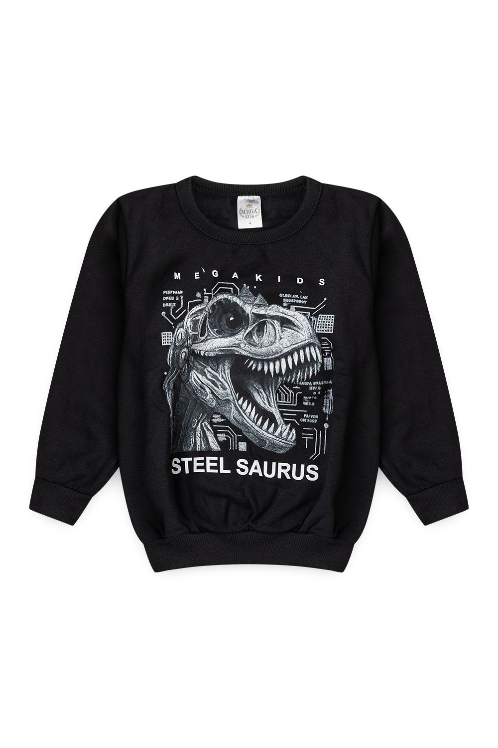 Conjunto Moletom Peluciado Infantil Masculino Steel Saurus - Preto