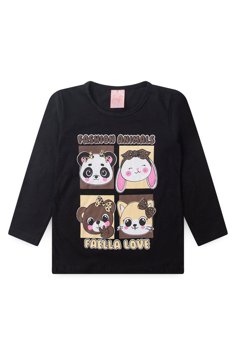 Conjunto Infantil Meia Estação Feminino Animais- Preto