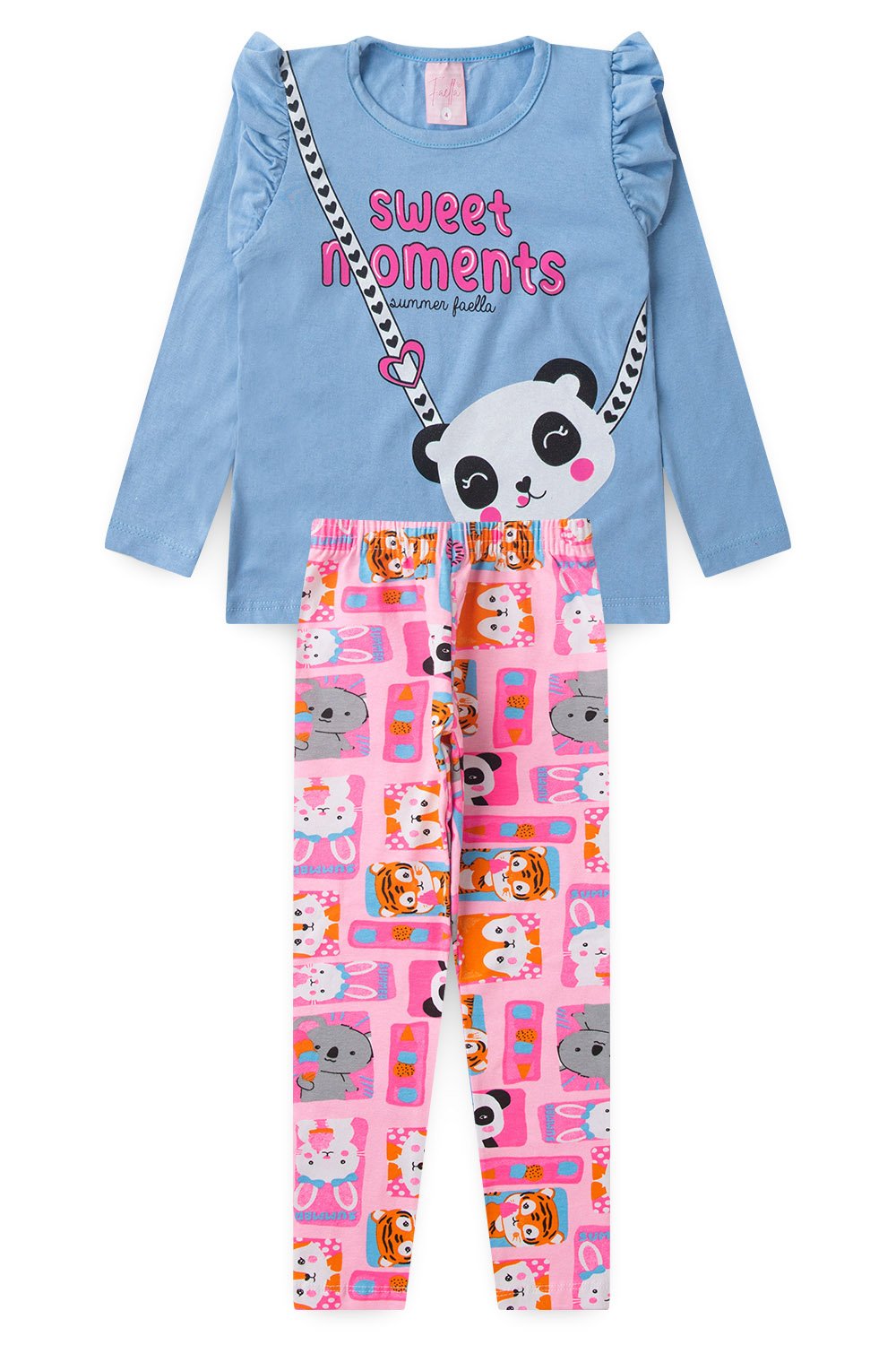 Conjunto Infantil Meia Estação Feminino Pandinha - Azul