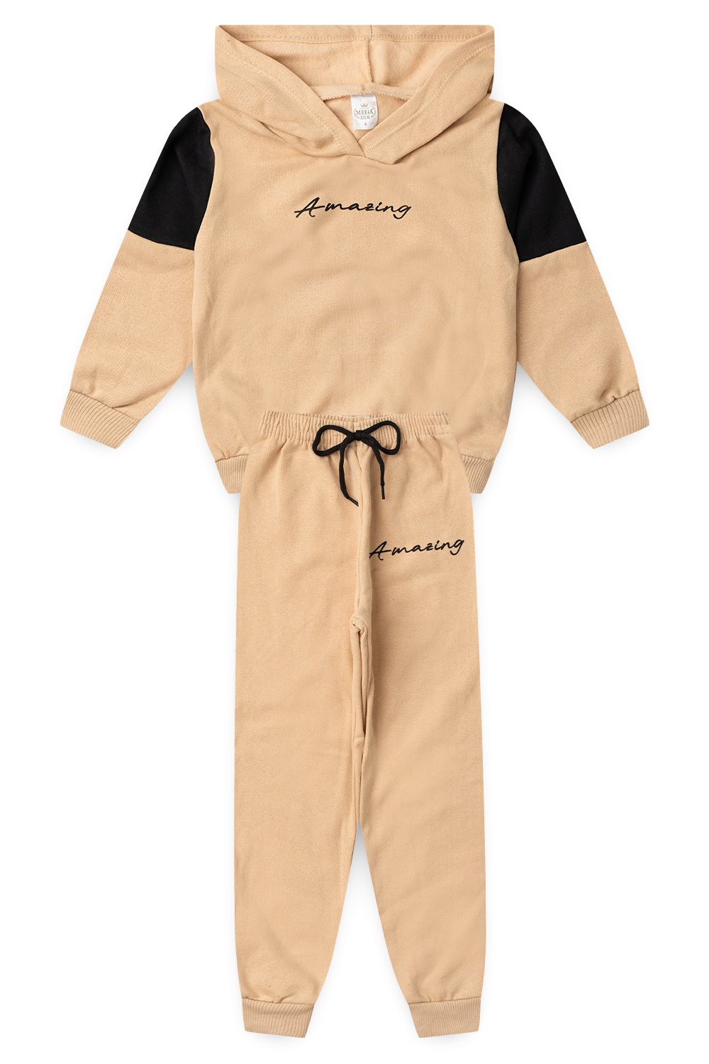 Conjunto Moletom Peluciado Infantil Masculino Amazing - Bege