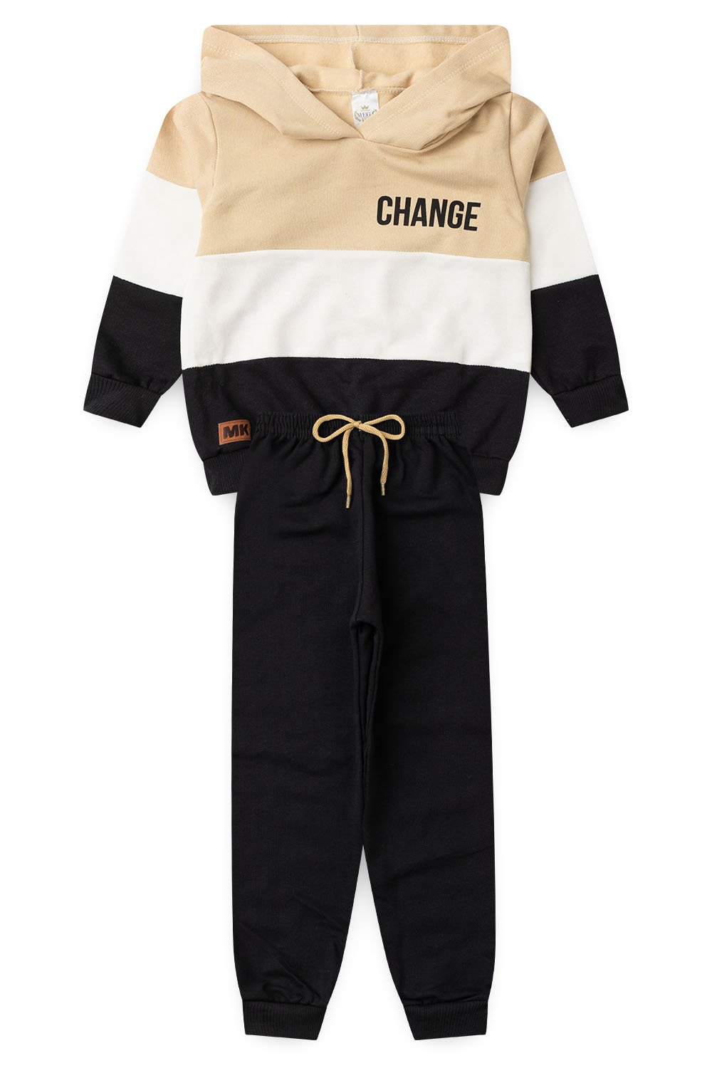 Conjunto Infantil Masculino Moletom Peluciado Change - Bege