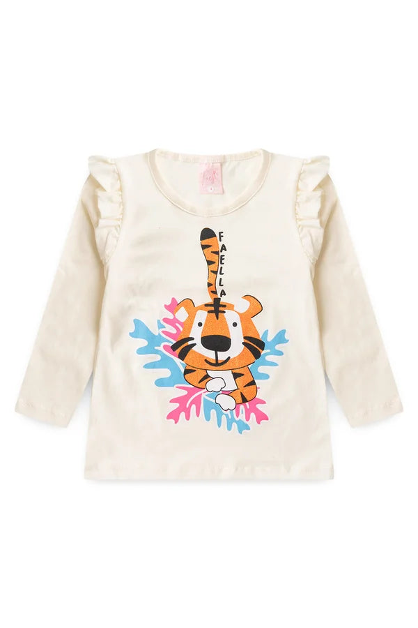 Conjunto Infantil Meia Estação Feminino Tigre Faella - Off White