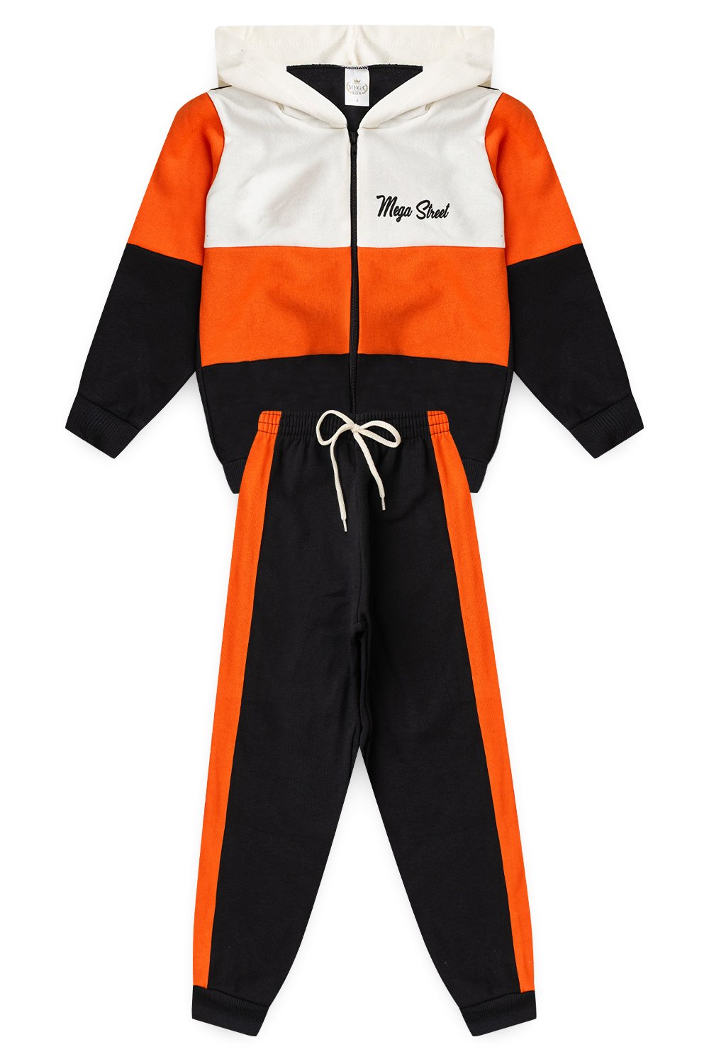 Conjunto Moletom Peluciado Infantil Masculino Recortes - Laranja