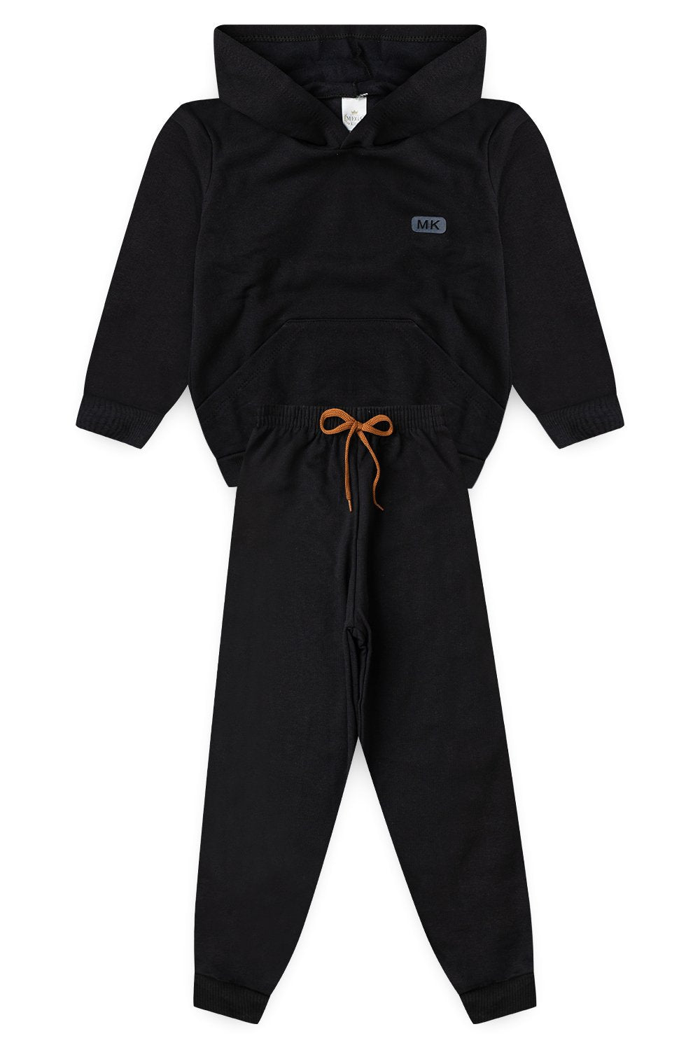 Conjunto Moletom Peluciado Infantil Masculino Canguru - Preto