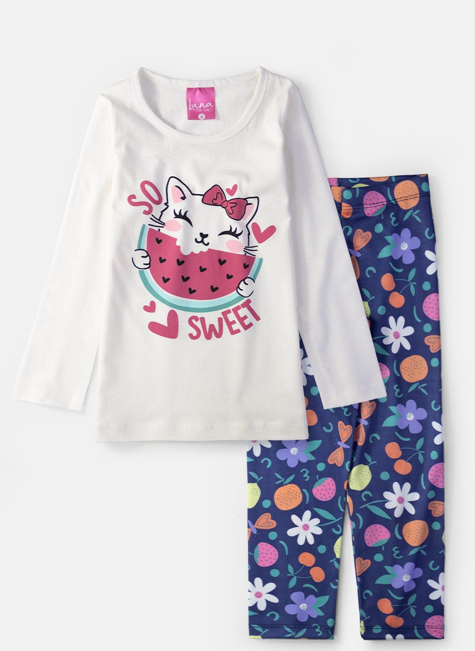 Conjunto Infantil Menina Meia Estação So Sweet Creme 0630 - Laluna