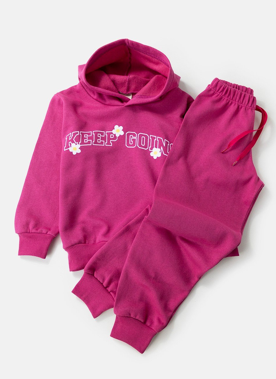 Conjunto Infantil Menina Moletom Keep Going Pink 0317 - Laluna