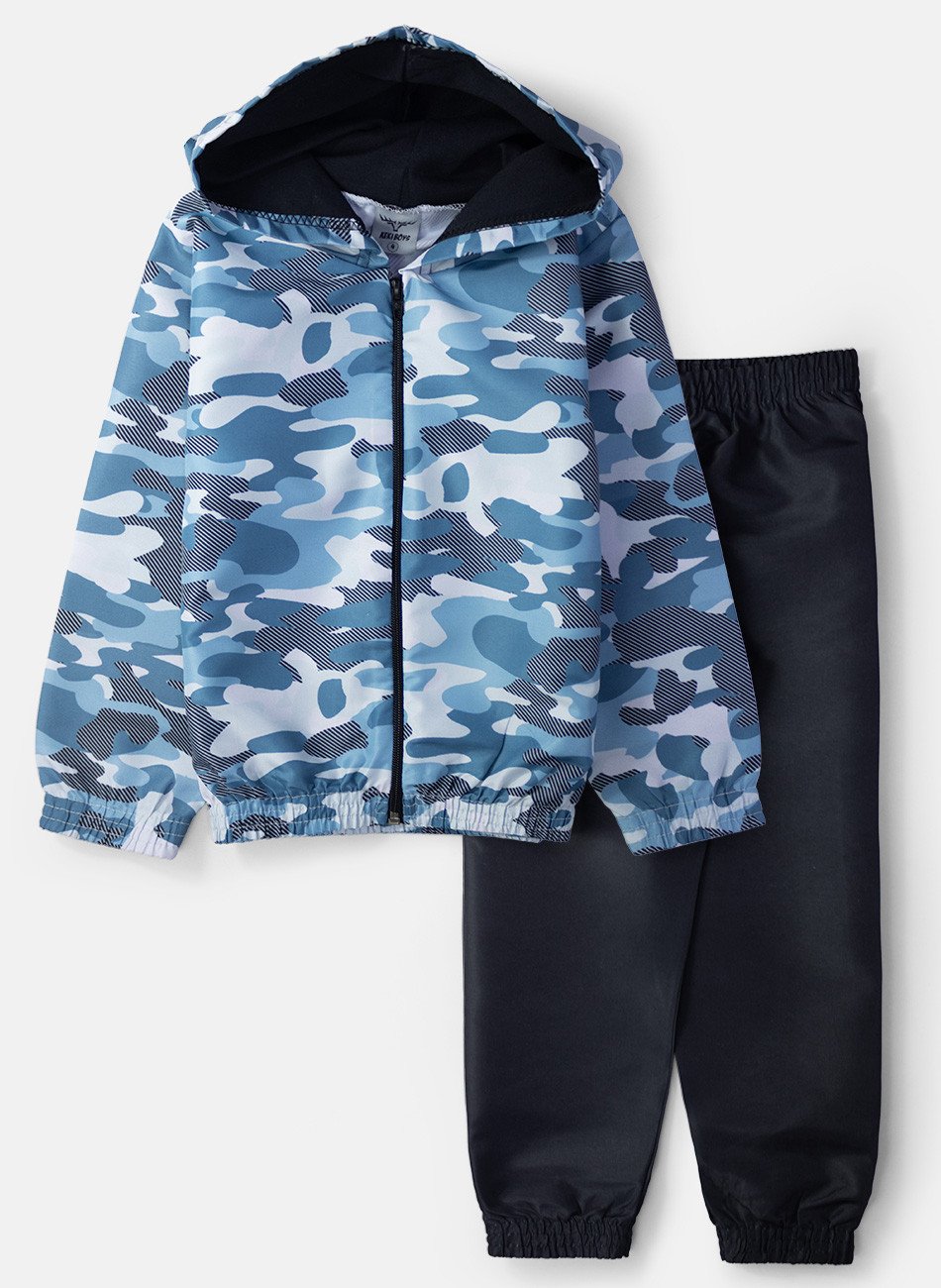 Conjunto Infantil Menino Corta Vento Camuflado Petróleo 158 - Keki Boys