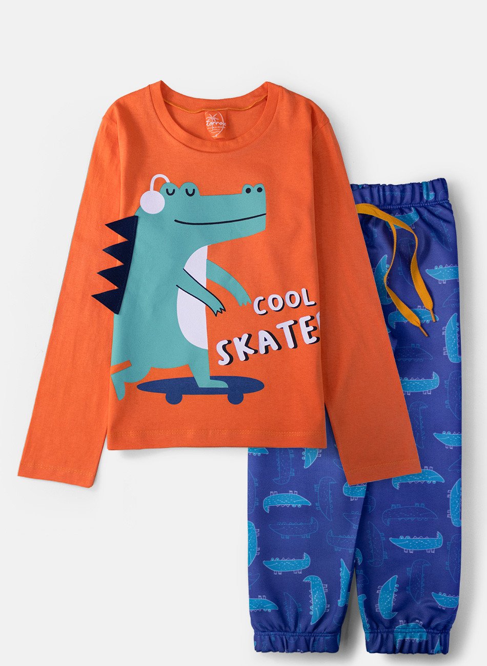 Conjunto Infantil Menino Meia Estação Cool Skater Laranja 0322 - Keki Boys
