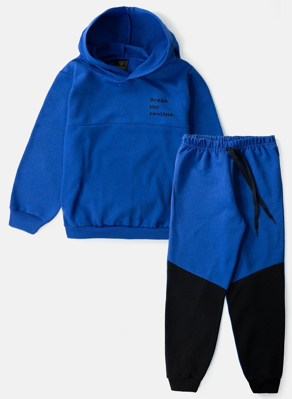 Conjunto Infantil Menino Moletom C/Capuz Break The Routine Azul 0581 - Torrox