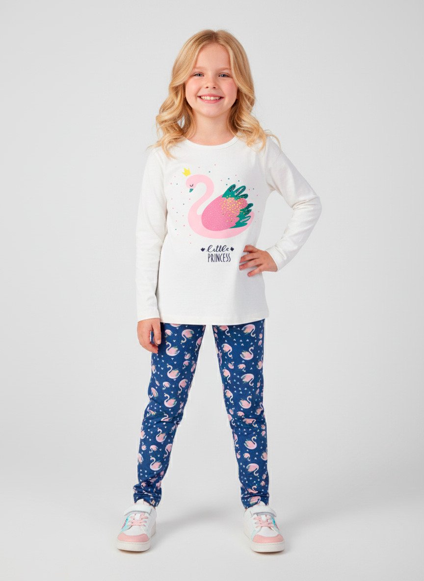 Conjunto Infantil Menina Meia Estação Little Princess Creme 0209 - Laluna