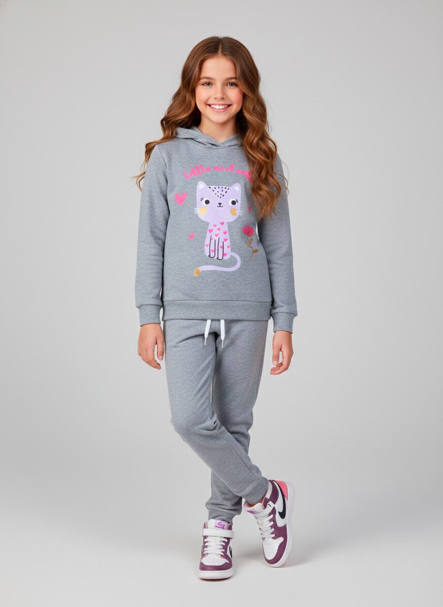 Conjunto Infantil Menina Moletom Little And Cute Mescla 0381 - Laluna