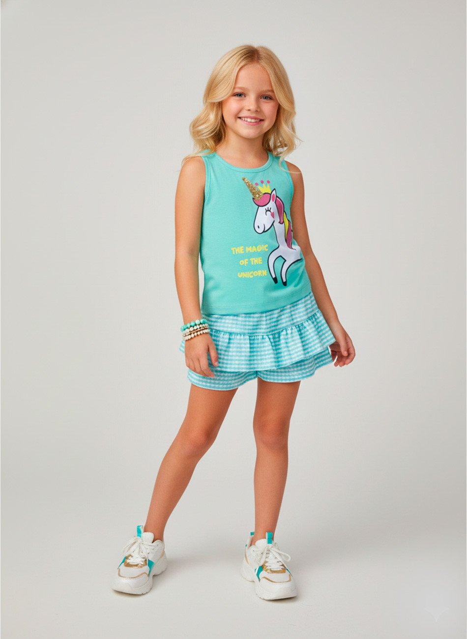 Conjunto Infantil Menina The Magic Of The Unicorn Verde 0712 - Laluna