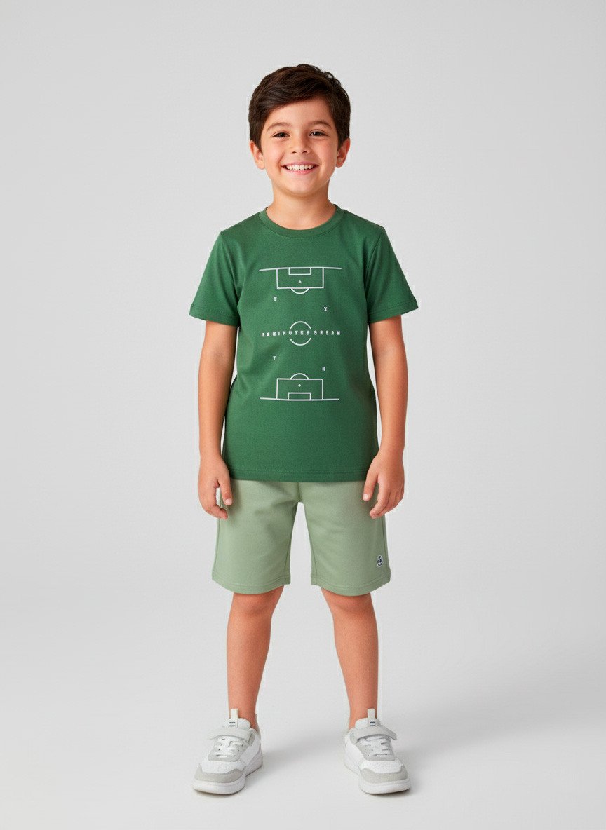 Conjunto Infantil Menino Campo De Futebol Verde 0381 - Keki Boys