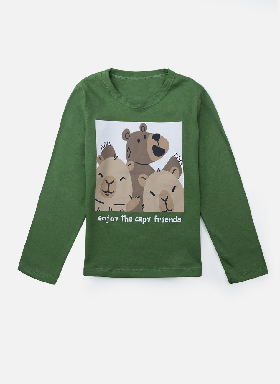 Conjunto Infantil Menino Meia Estação Capivara Verde 0107 - Keki Boys