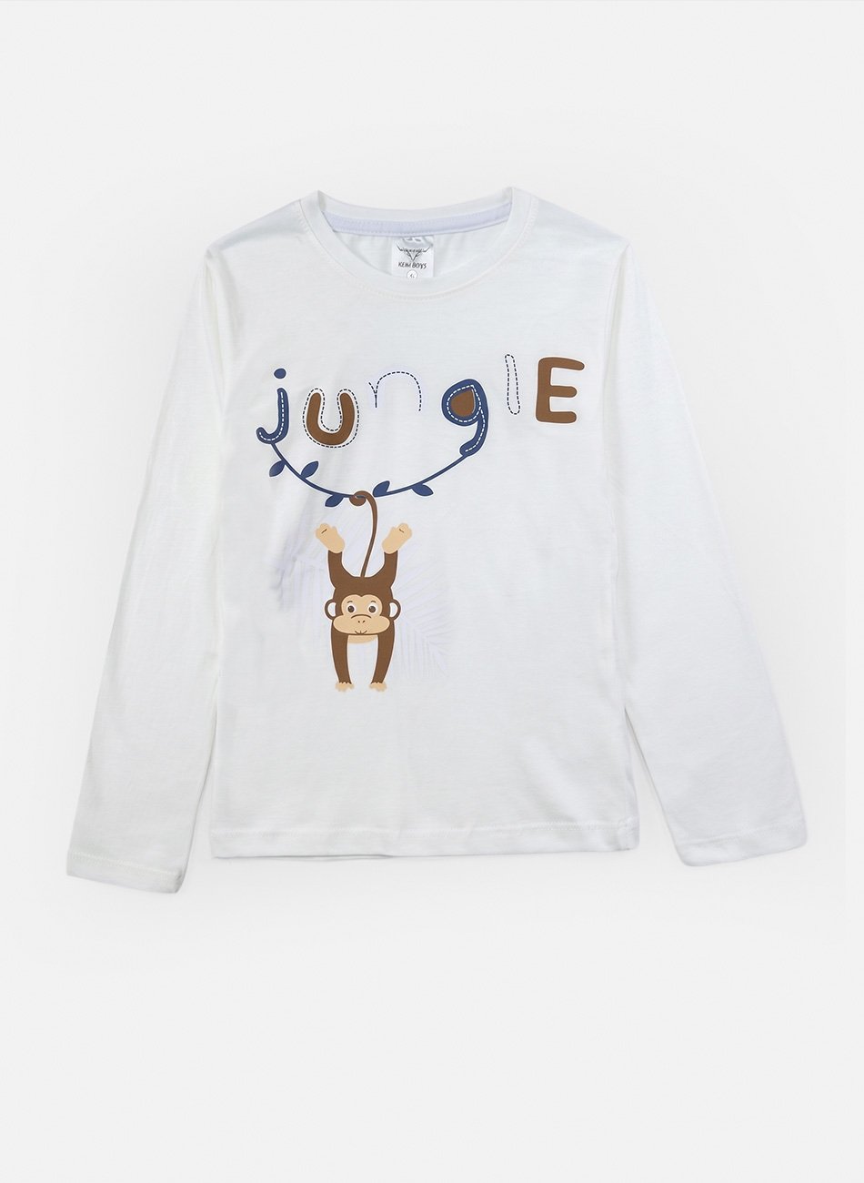 Conjunto Infantil Menino Meia Estação Jungle 0122 Off White - Keki Boys