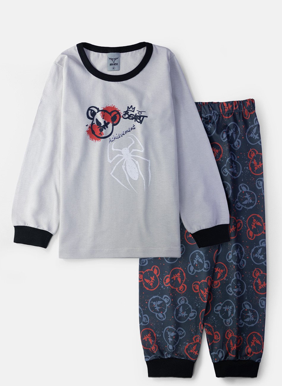 Pijama Infantil Menino Aranha Cinza 012 - Keki Boys