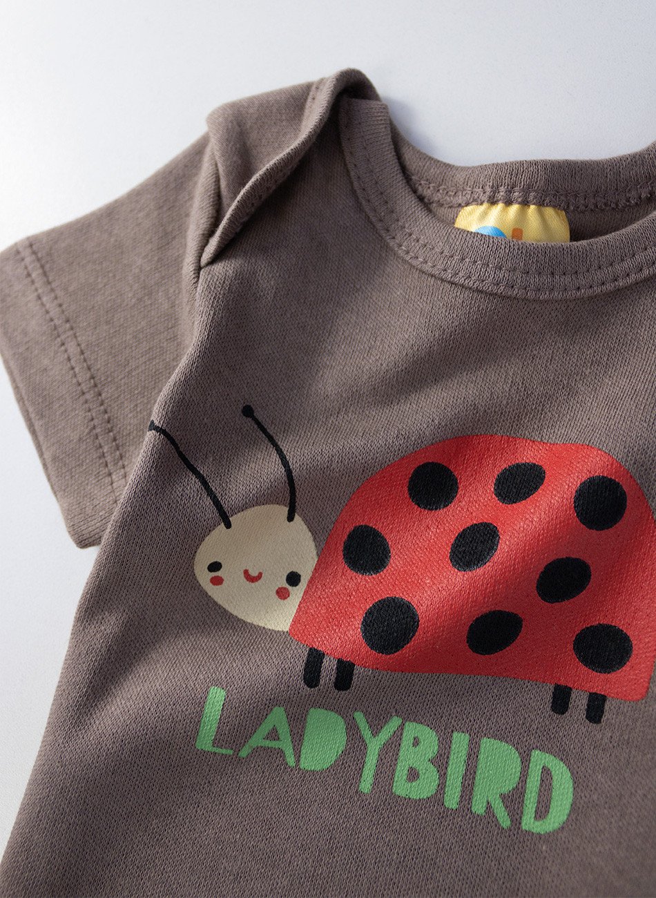 Body Bebê Manga Curta Joaninha Ladybird Marrom 0311 - Ola Kids
