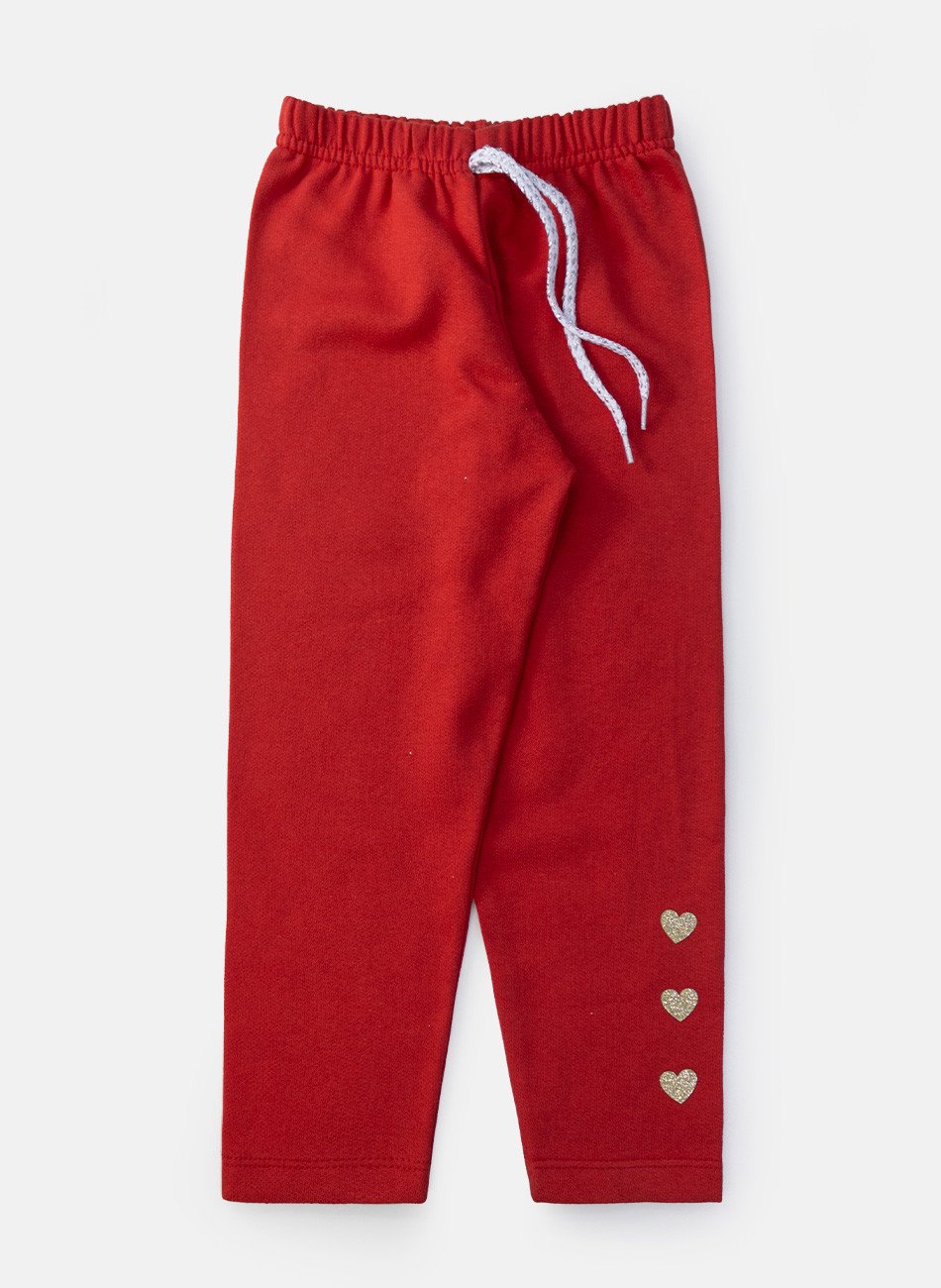 Conjunto Infantil Menina Moletom Love Vermelho 0582 - Laluna