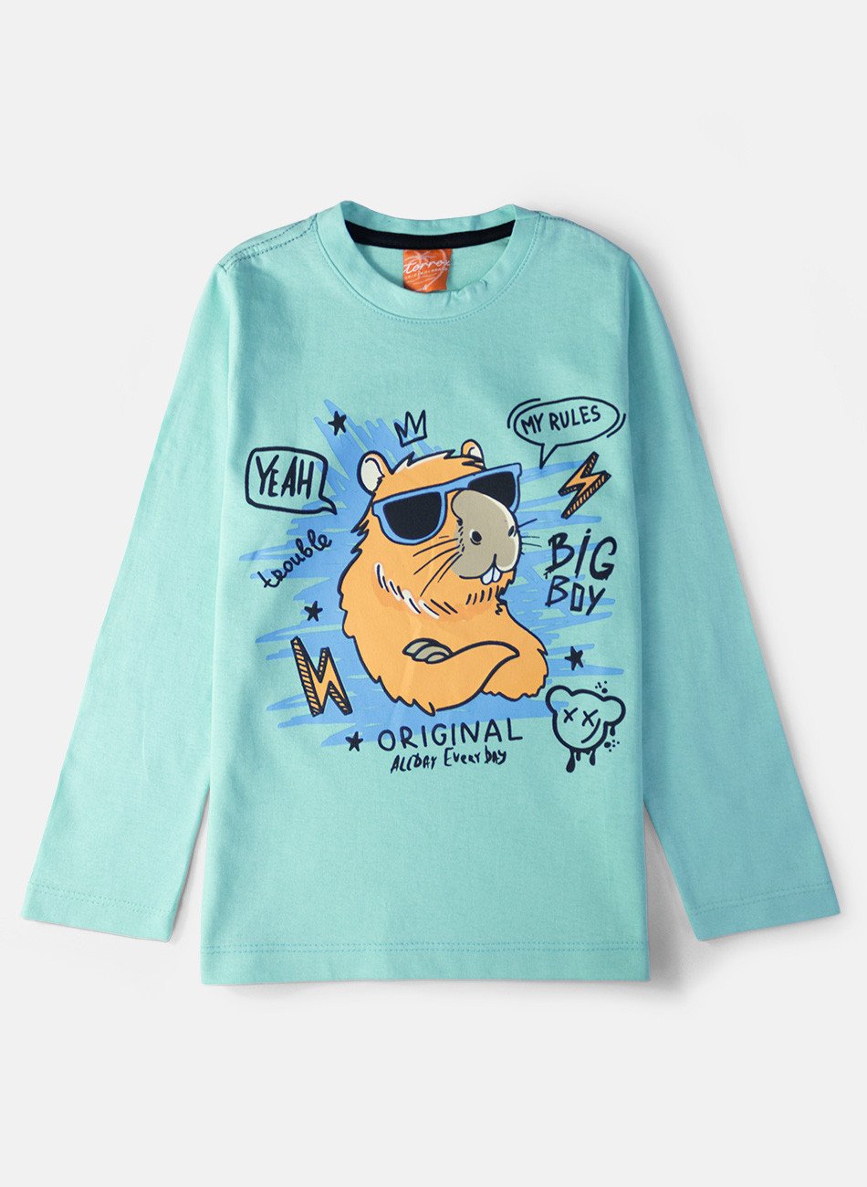 Conjunto Infantil Menino Meia Estação Capivara Street Verde Água 0709 - Torrox