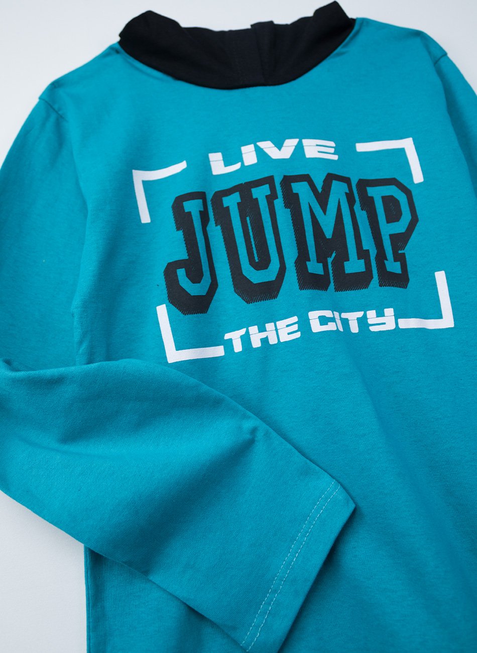 Conjunto Infantil Meia Estação Menino com Capuz Live Jump Petróleo 0105 - Keki Boys