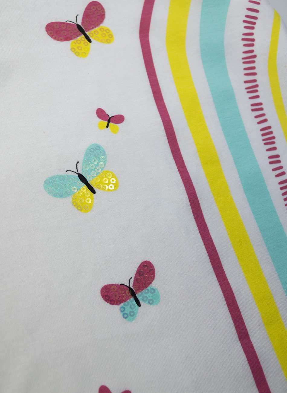Conjunto Infantil Menina Borboletas Creme 0711 - Laluna