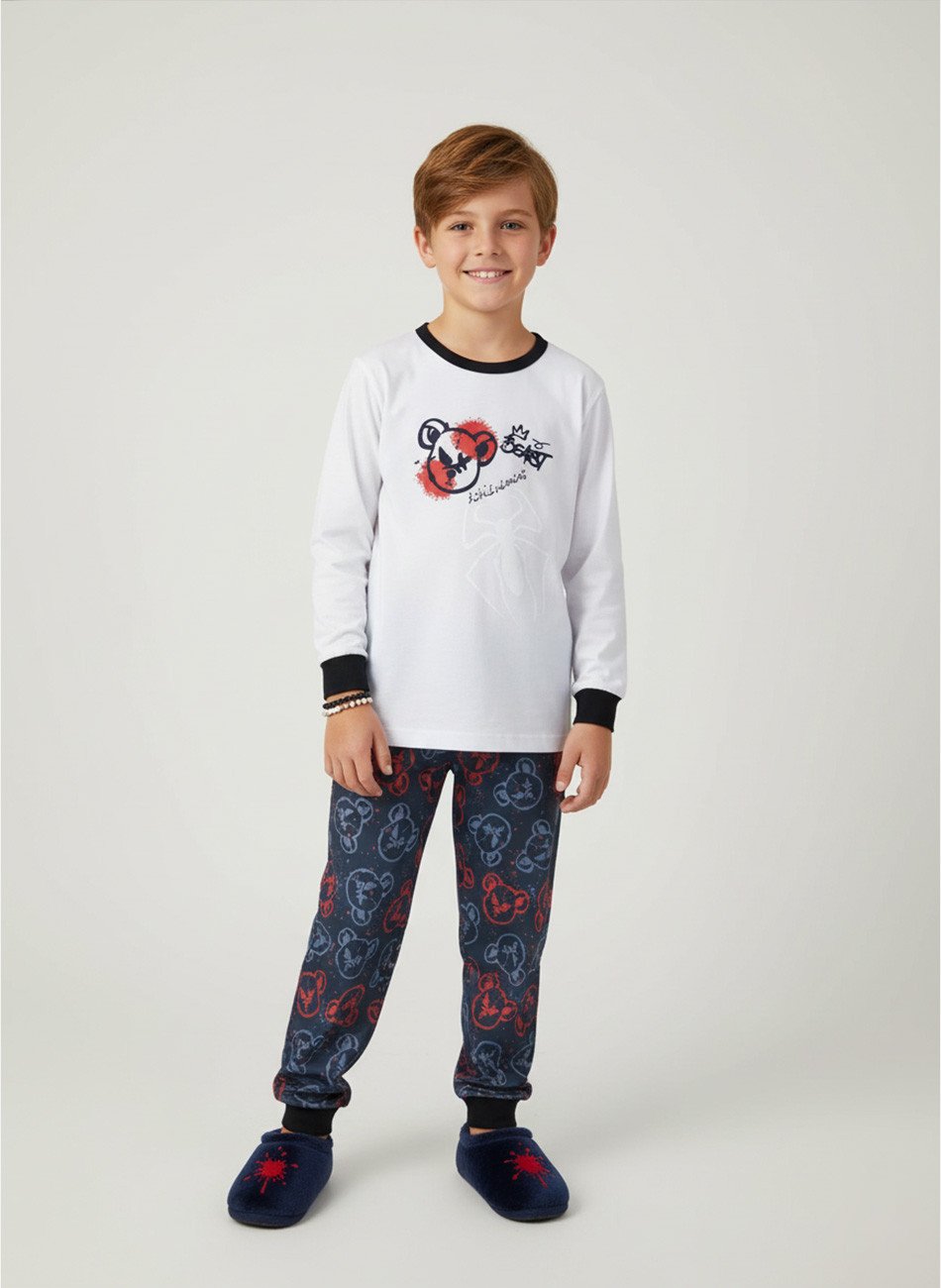 Pijama Infantil Menino Aranha Cinza 012 - Keki Boys