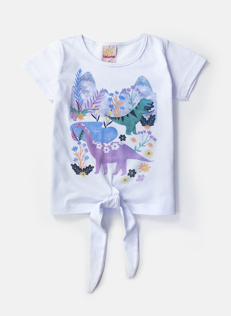 Conjunto Infantil Menina Dino Branco 0357 - Laluna