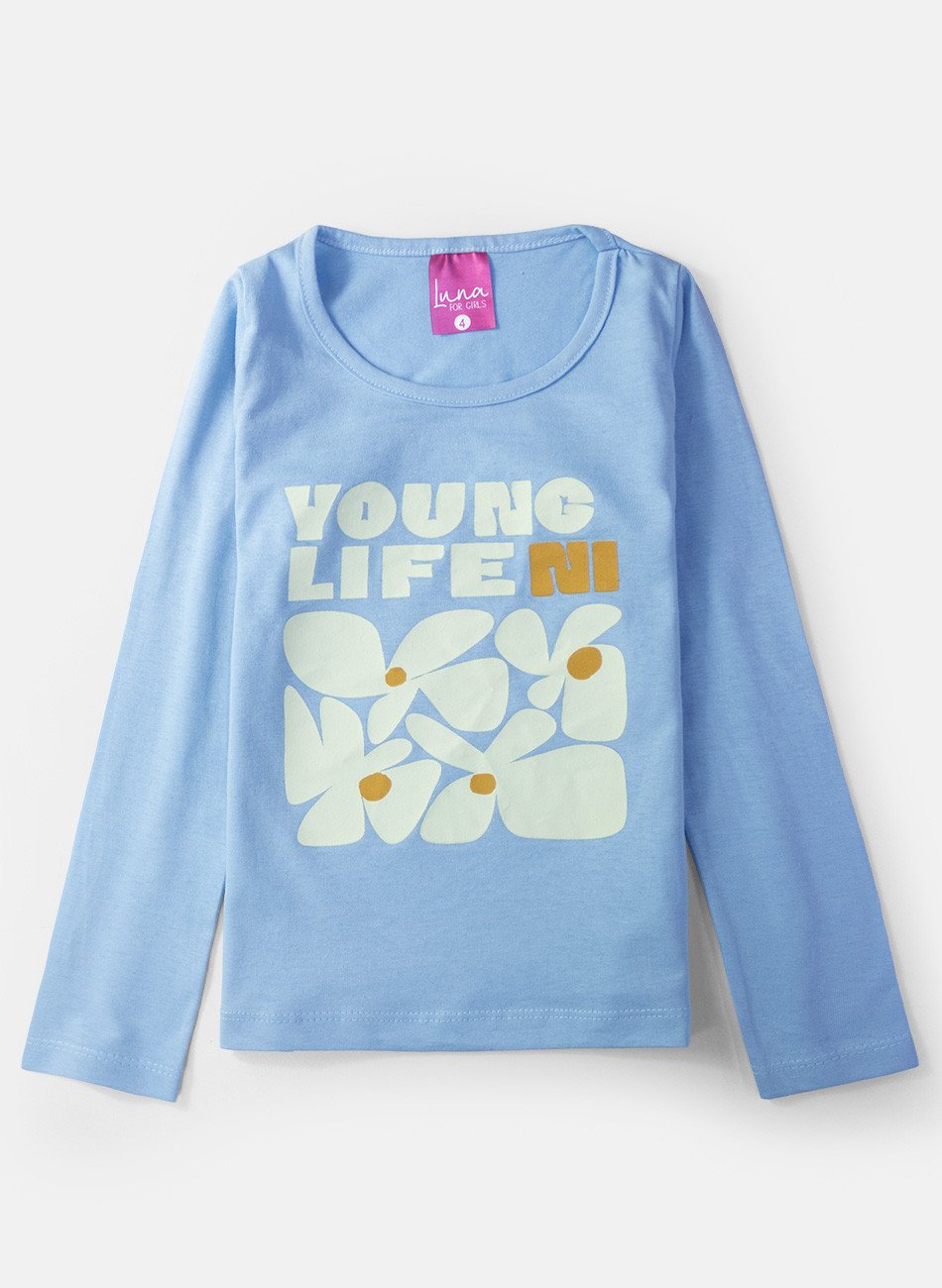 Conjunto Infantil Menina Meia Estação Yong Life Azul Bebê 0628 - Laluna