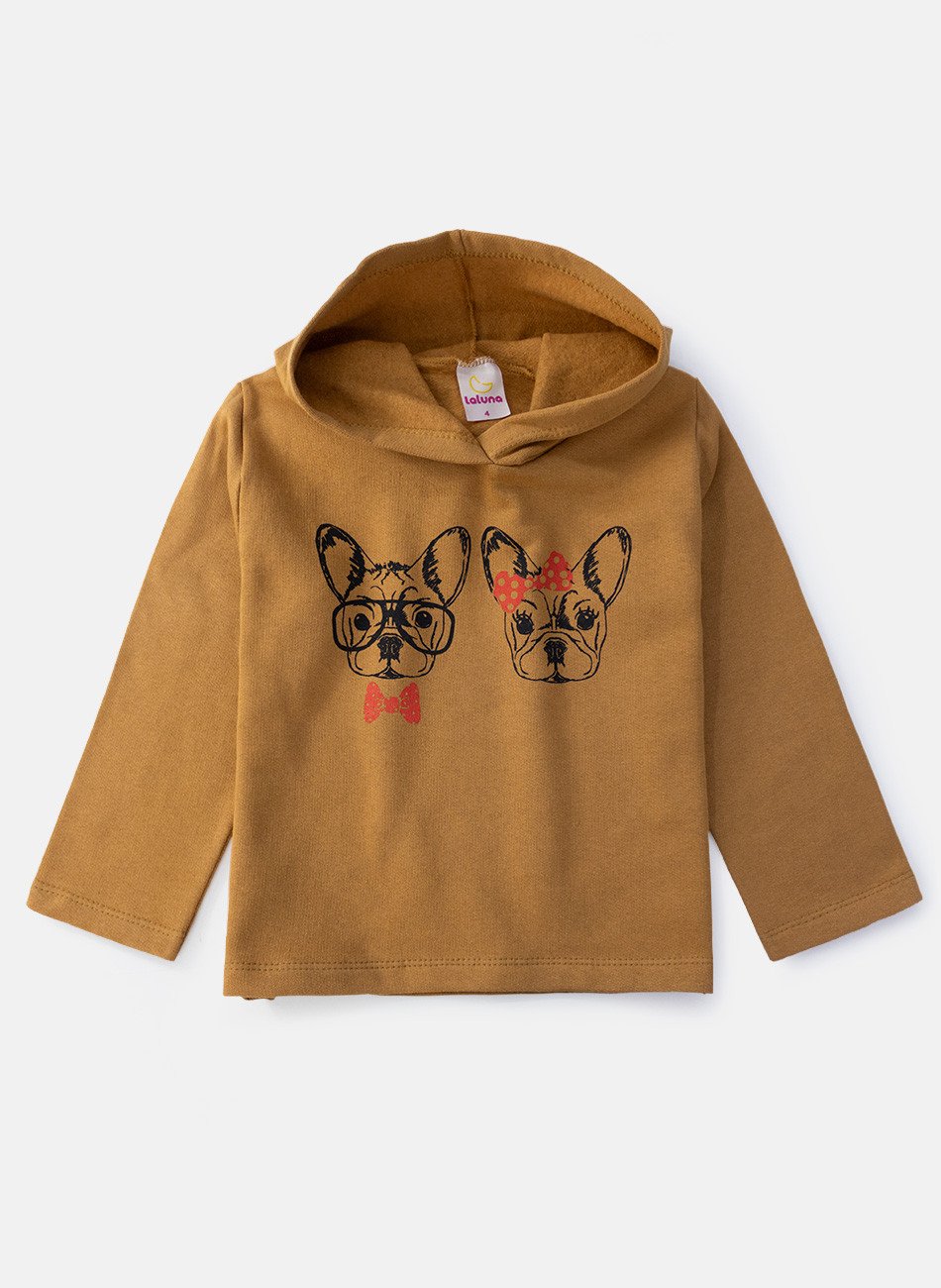 Conjunto Infantil Menina Moletom Cachorrinhos Castanho 0389 - Laluna