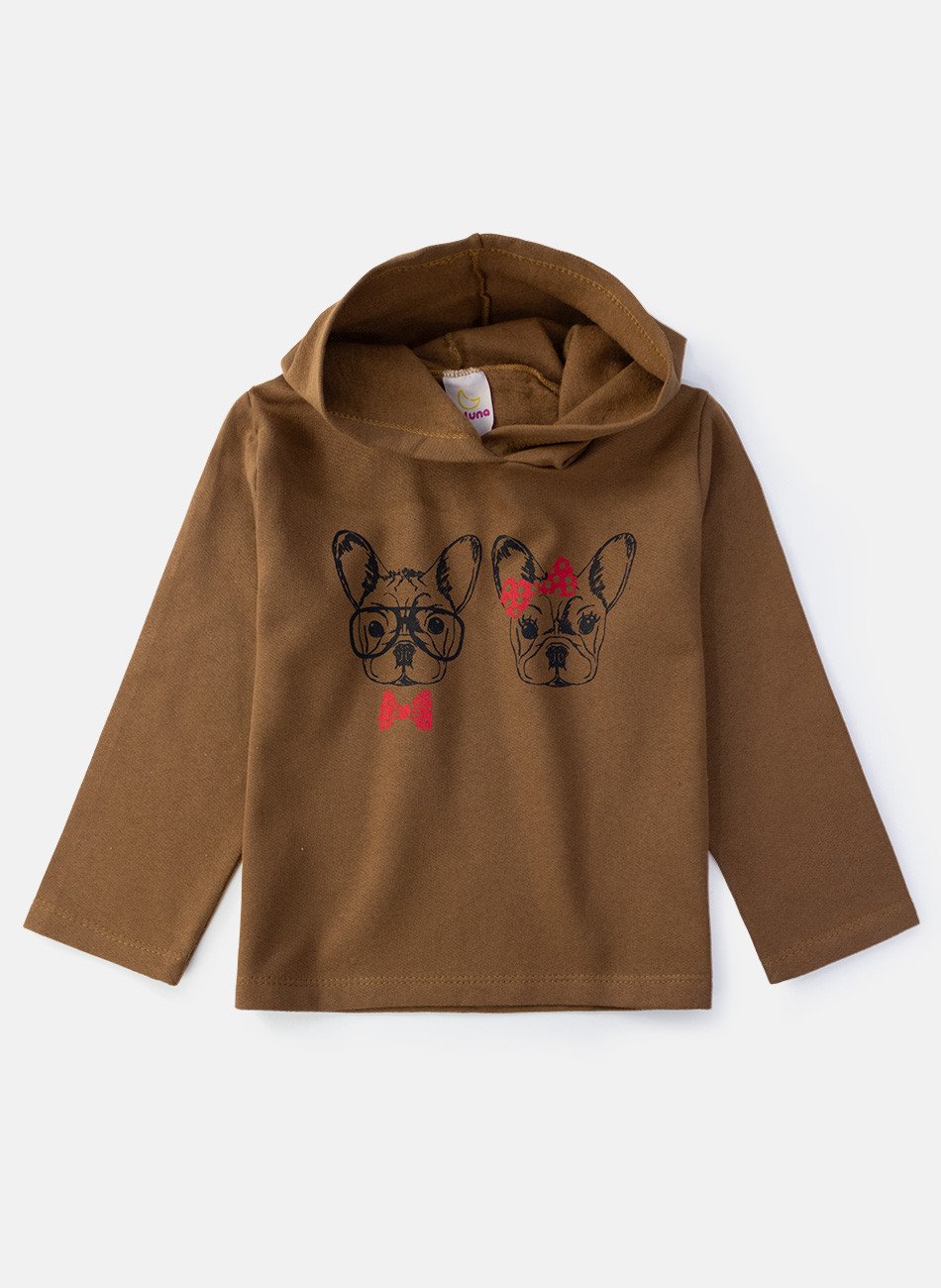 Conjunto Infantil Menina Moletom Cachorrinhos Marrom 0389 - Laluna