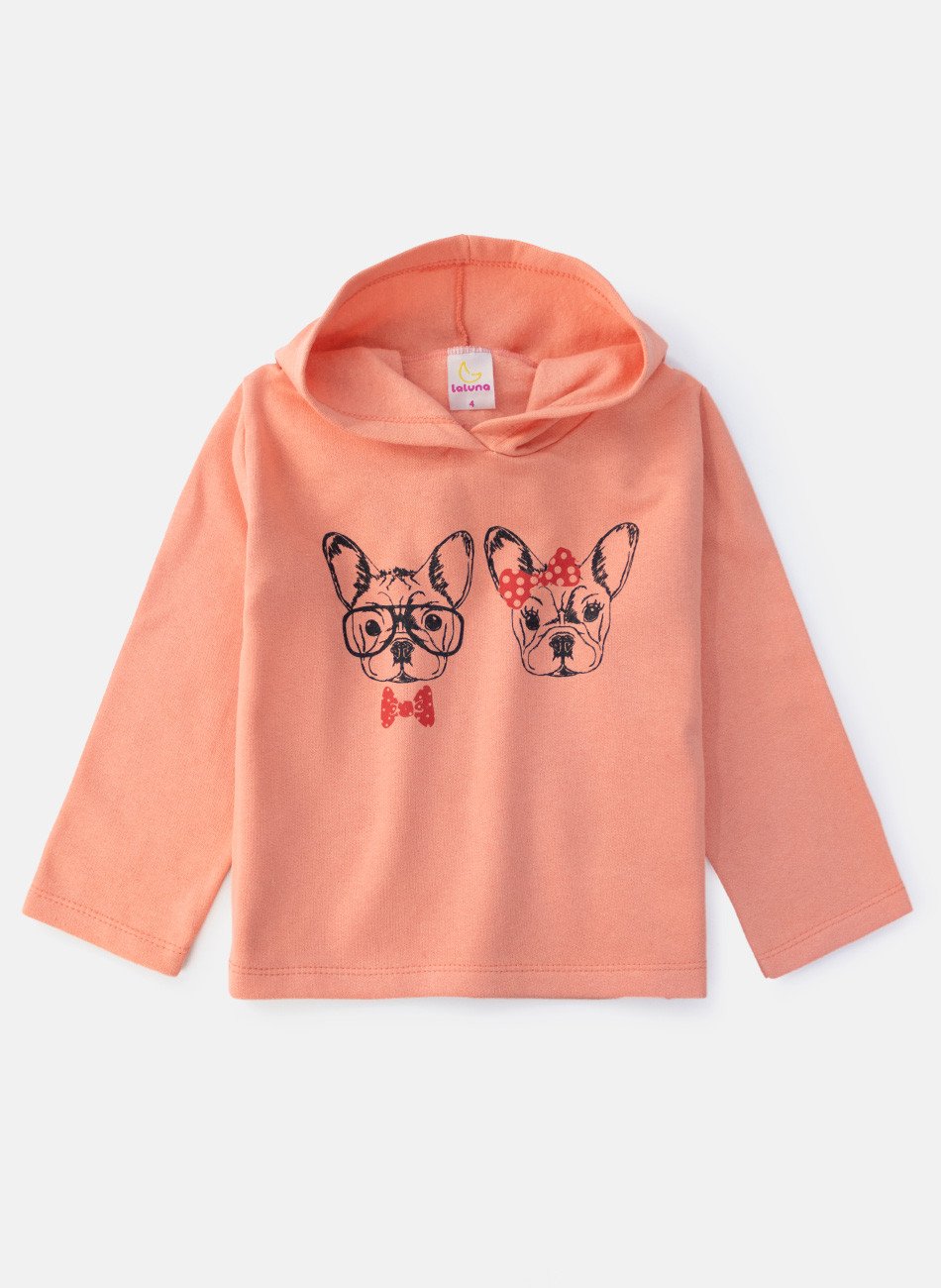 Conjunto Infantil Menina Moletom Cachorrinhos Pêssego 0389 - Laluna