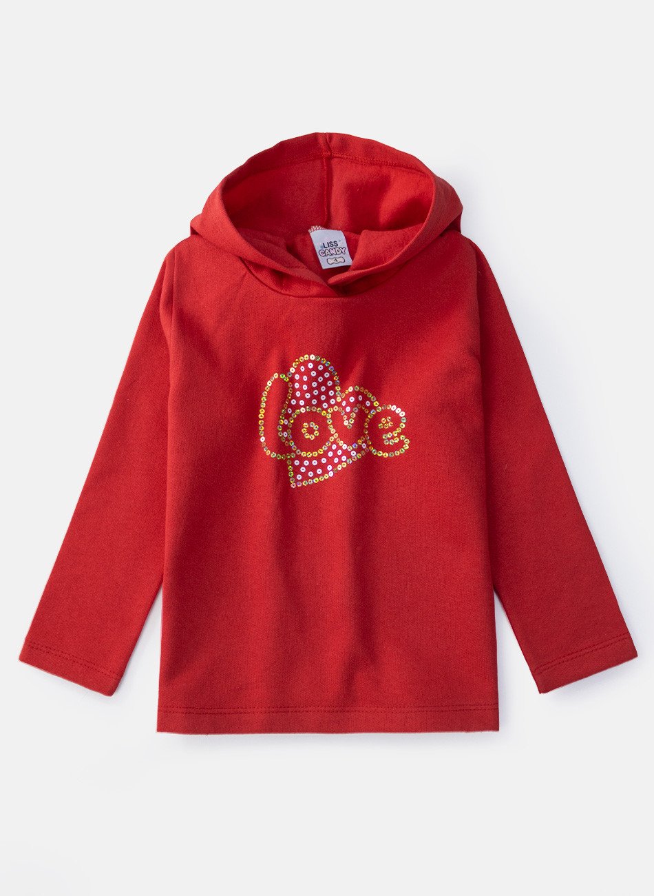 Conjunto Infantil Menina Moletom Love Vermelho 0582 - Laluna
