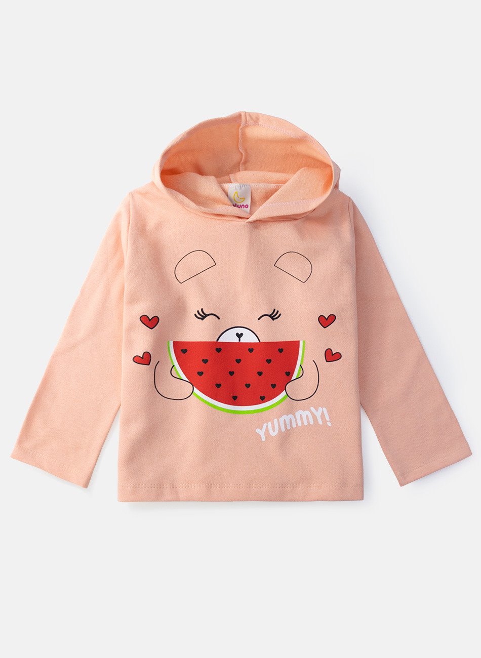 Conjunto Infantil Menina Moletom Yummy Pêssego 0400 - Laluna