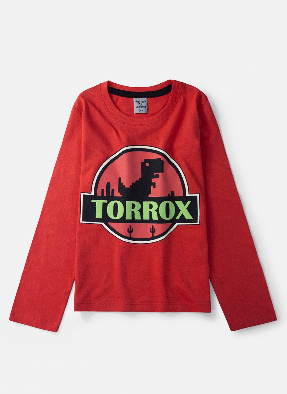 Conjunto Infantil Menino Meia Estação Dino Torrox Vermelho 0687 - Keki Boys