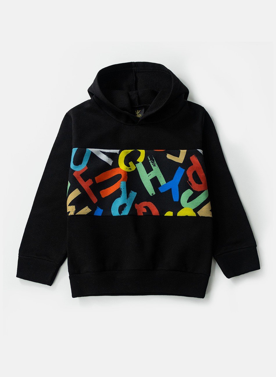 Conjunto Infantil Menino Moletom com Capuz Letras Preto 0566 - Torrox