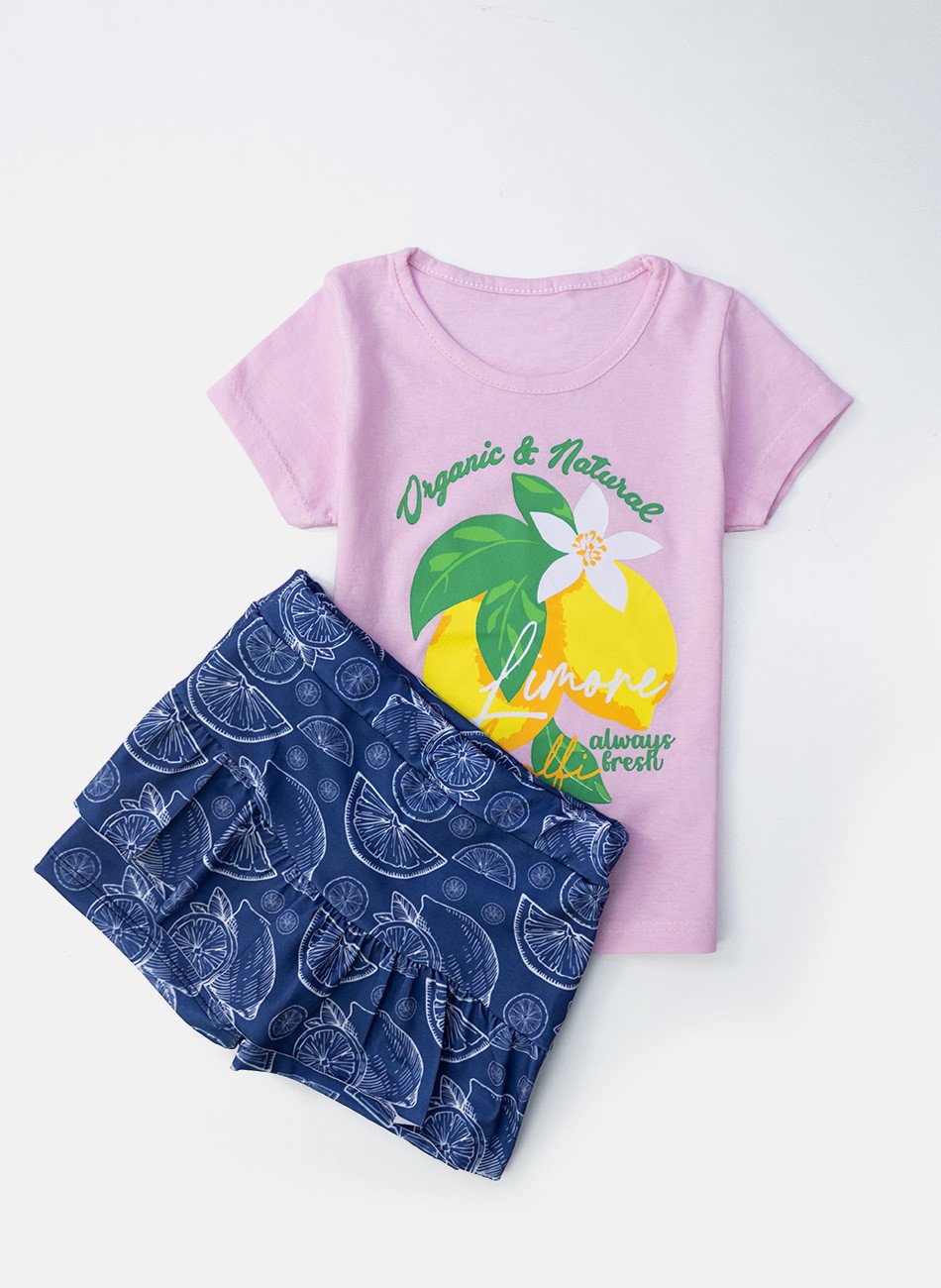 Conjunto Infantil Menina Limone Rosa 236 - Laluna