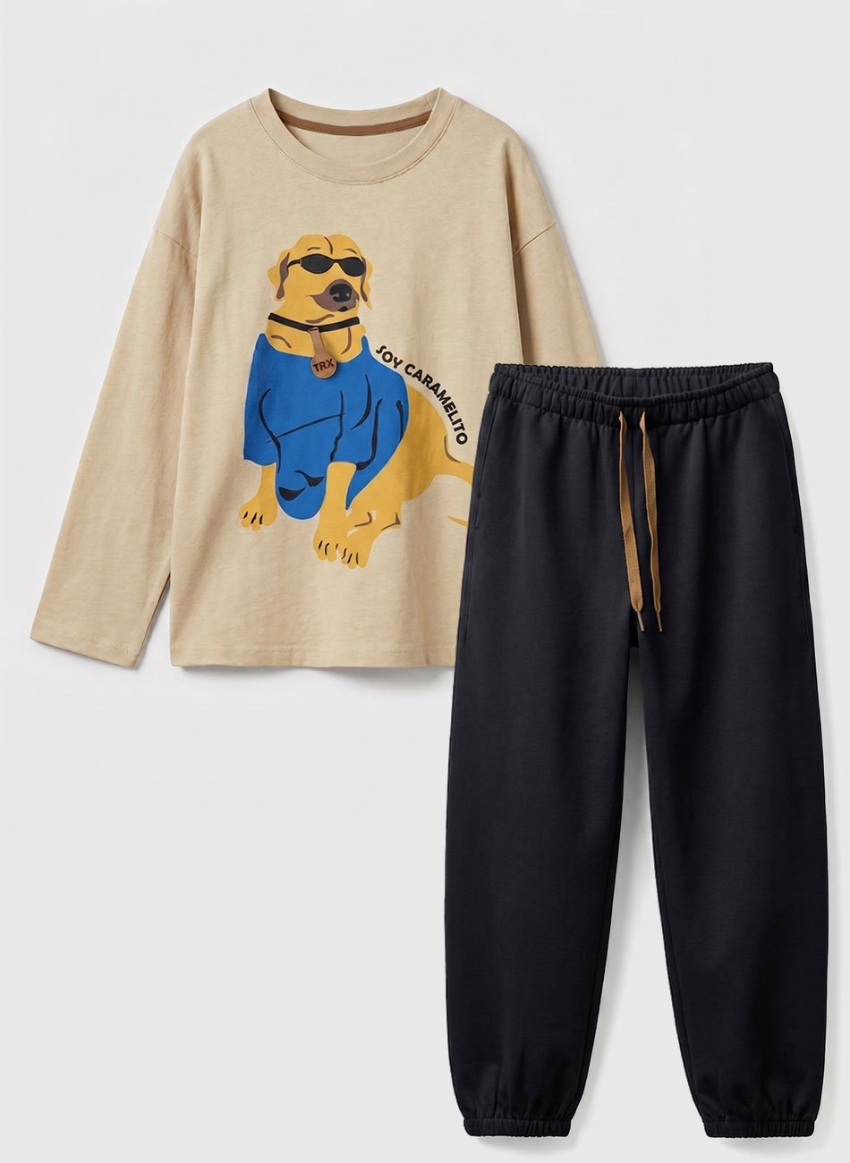 Conjunto Infantil Menino Meia Estação Soy Camelito Bege 0137- Keki Boys