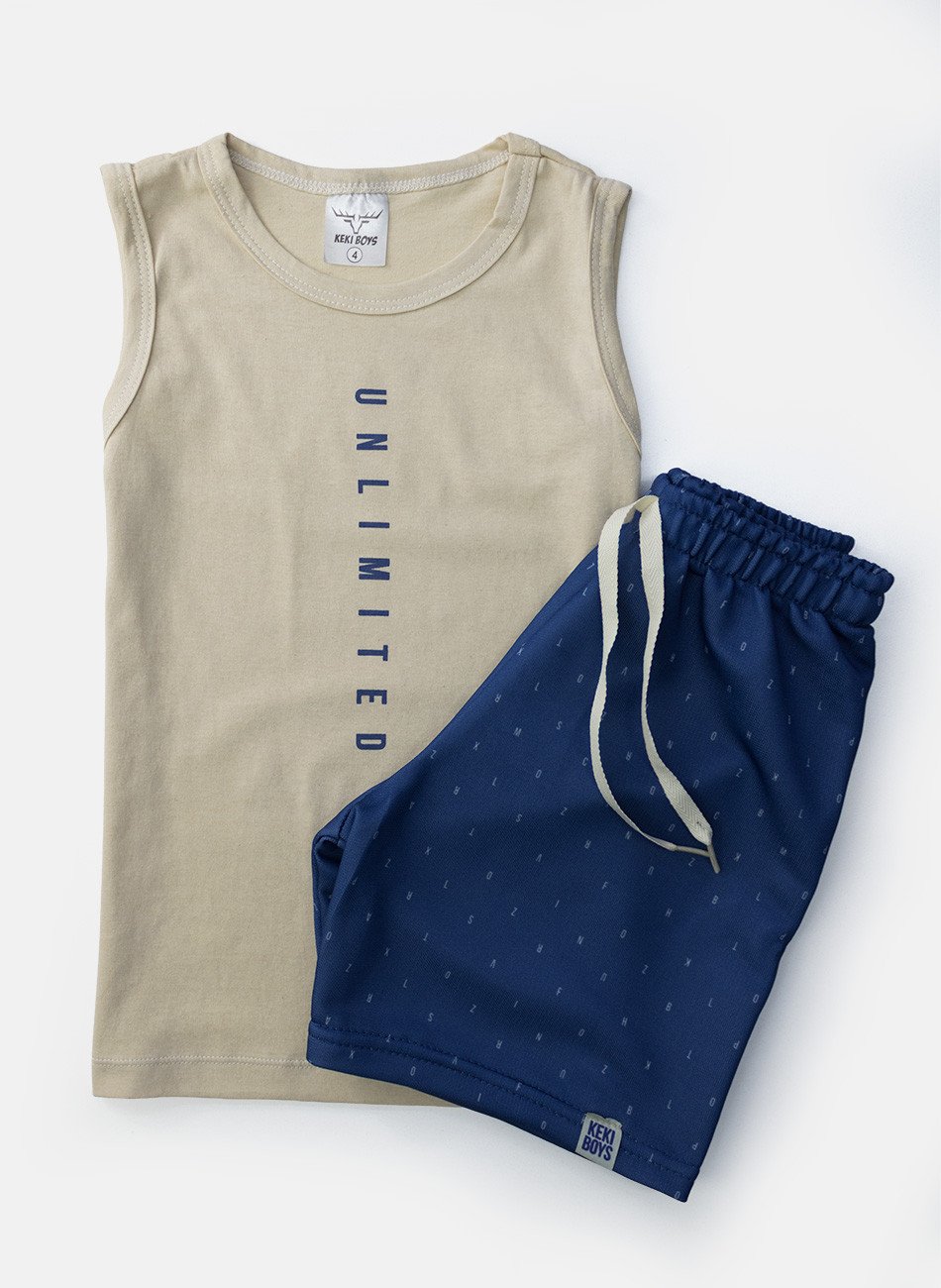 Conjunto Infantil Regata Menino Unlimited Areia 0396 - Keki Boys
