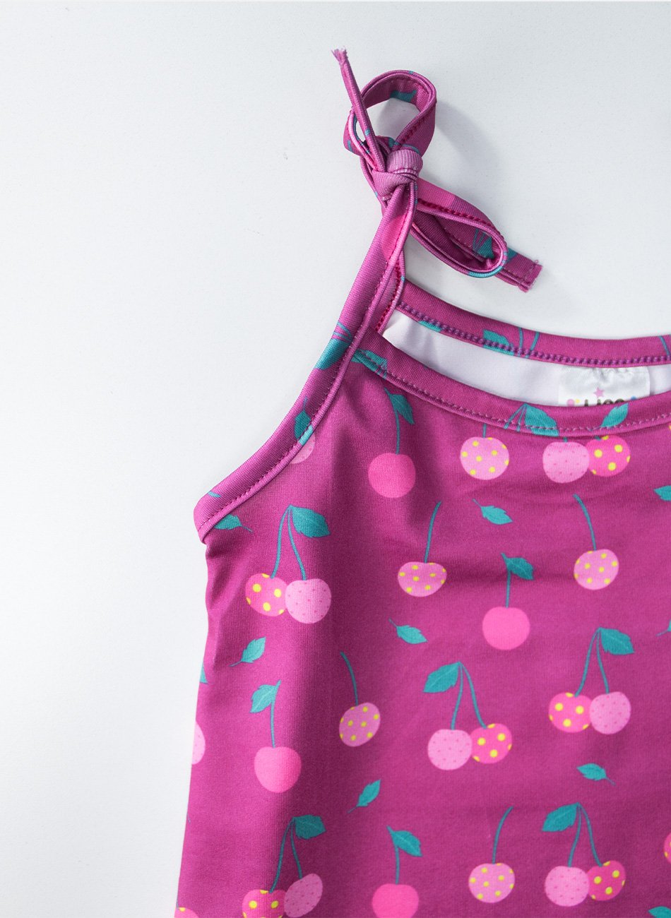 Vestido Infantil de Alcinha Cereja Poa Pink 0810 - Laluna