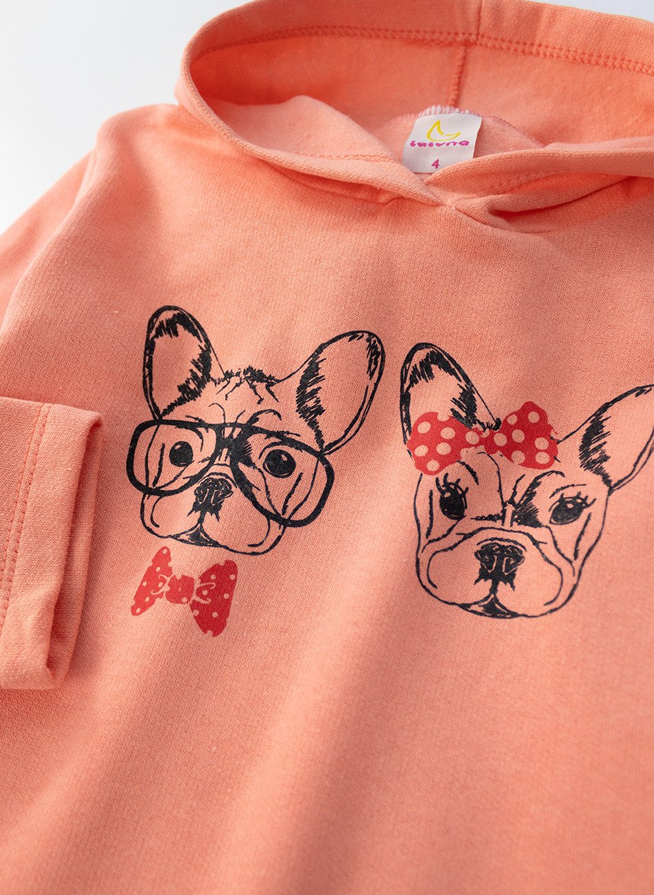 Conjunto Infantil Menina Moletom Cachorrinhos Pêssego 0389 - Laluna