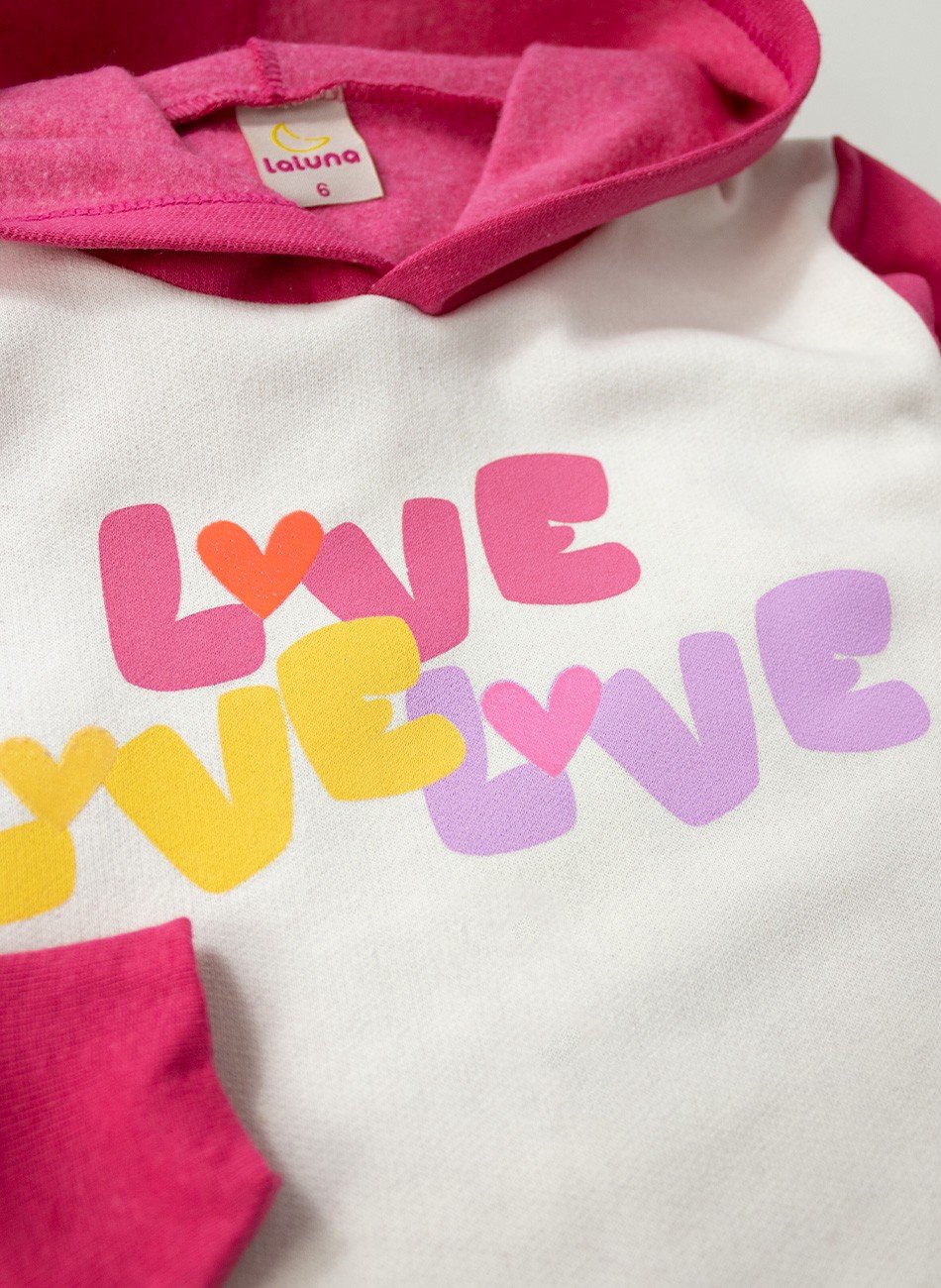 Conjunto Infantil Menina Moletom Love Pink 0201 - Laluna