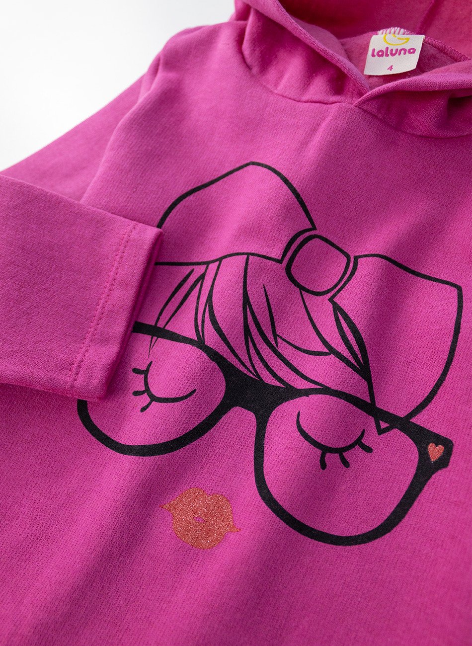 Conjunto Infantil Menina Moletom Óculos Pink 140 - Laluna