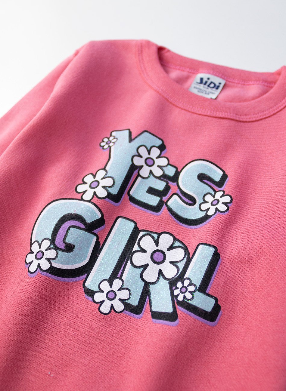 Conjunto Infantil Menina Moletom Yes Girl Coral 2541 - Laluna