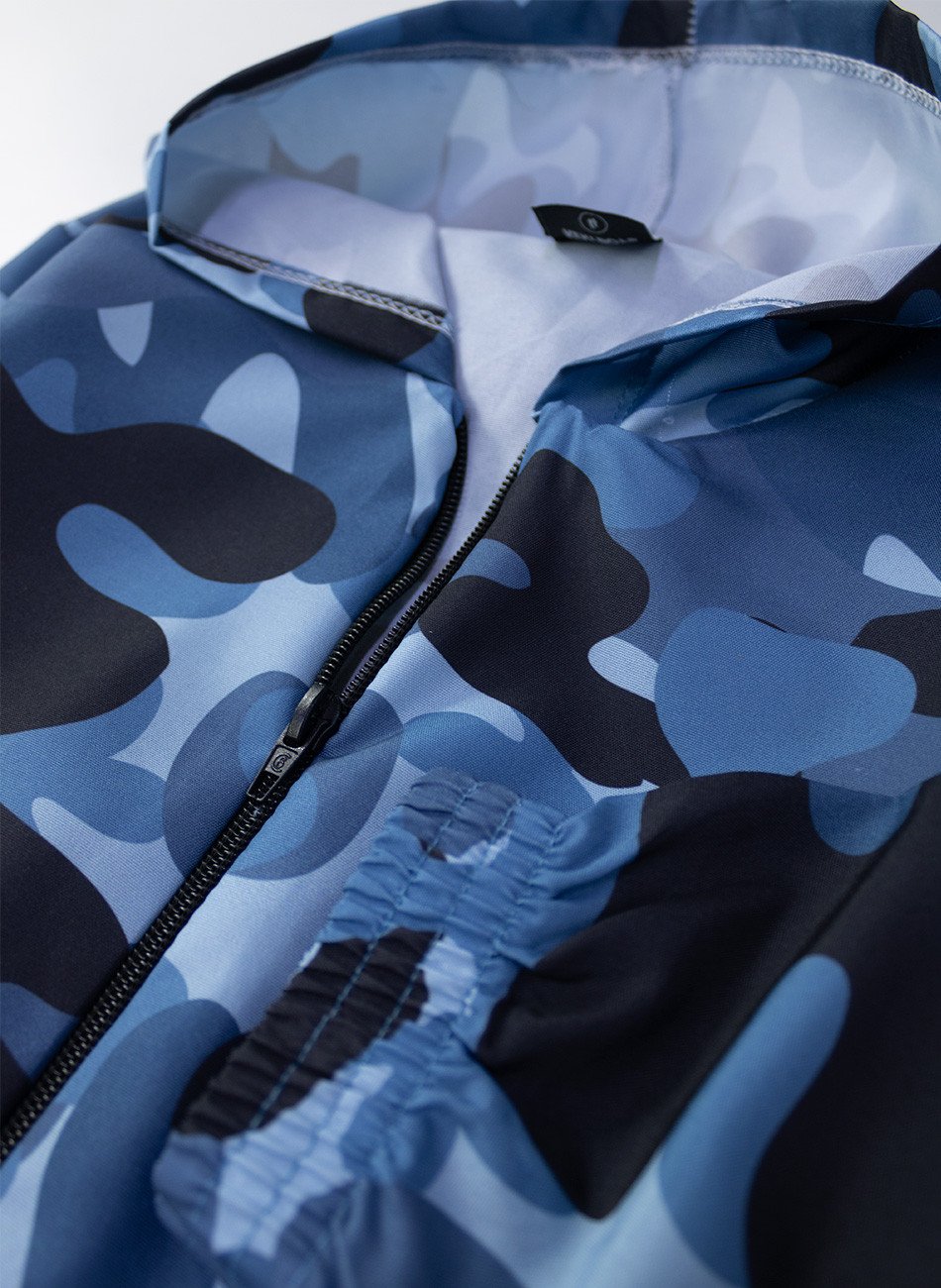 Conjunto Infantil Menino Corta Vento C/Capuz Camuflado Azul 147 - Keki Boys