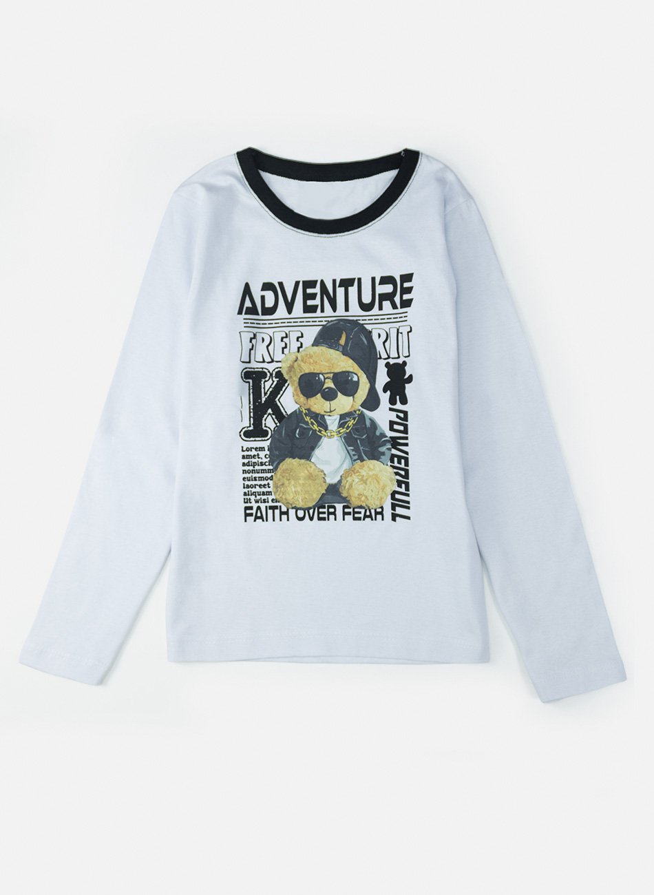 Conjunto Infantil Menino Meia Estação Adventure Urso Branco 0104 - Keki Boys